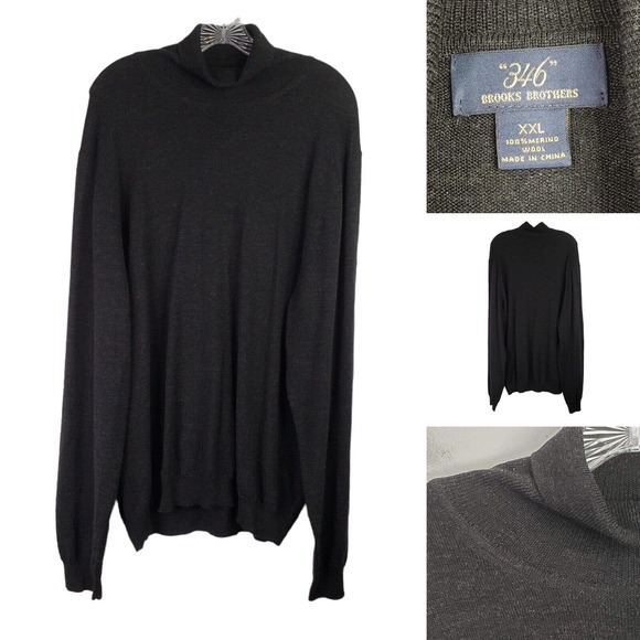 Brooks Brothers Other - Brooks Brothers 346 Mens 2XL Black Merino Wool LS Turtleneck Sweater